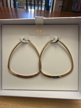House of Harlow 1960 Teardrop Hoop Earrings Gold Tone
